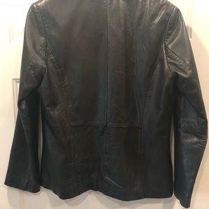 Women black leather jacket